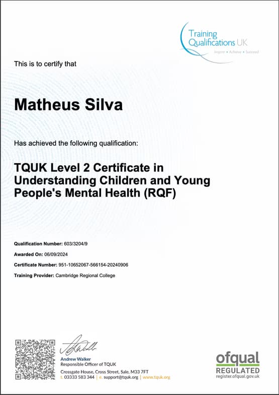 Verified degree or teaching certification of Matheus Alex 