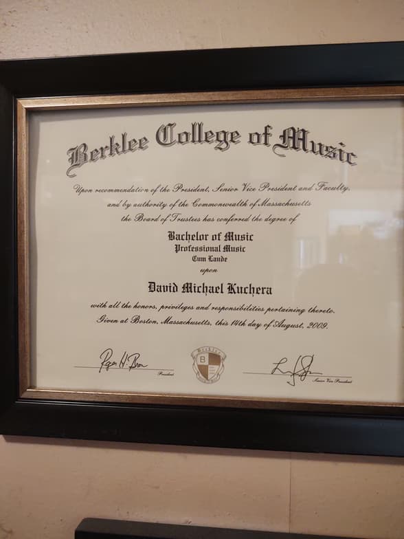 Verified degree or teaching certification of David 