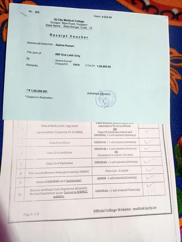 Verified degree or teaching certification of APARNA 