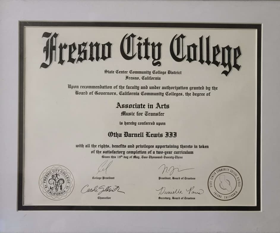 Verified degree or teaching certification of Otha