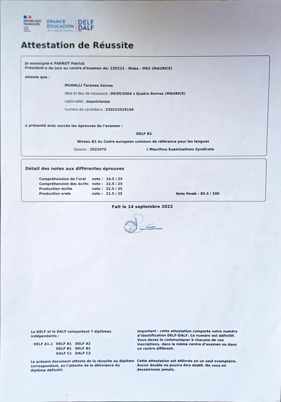 Verified degree or teaching certification of Saivee 