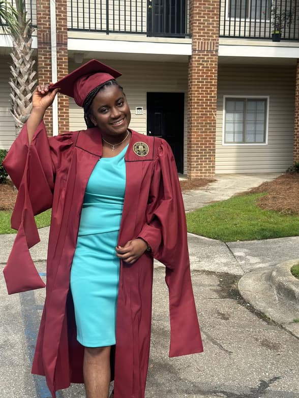 Graduation ceremony photo of Cynthia 