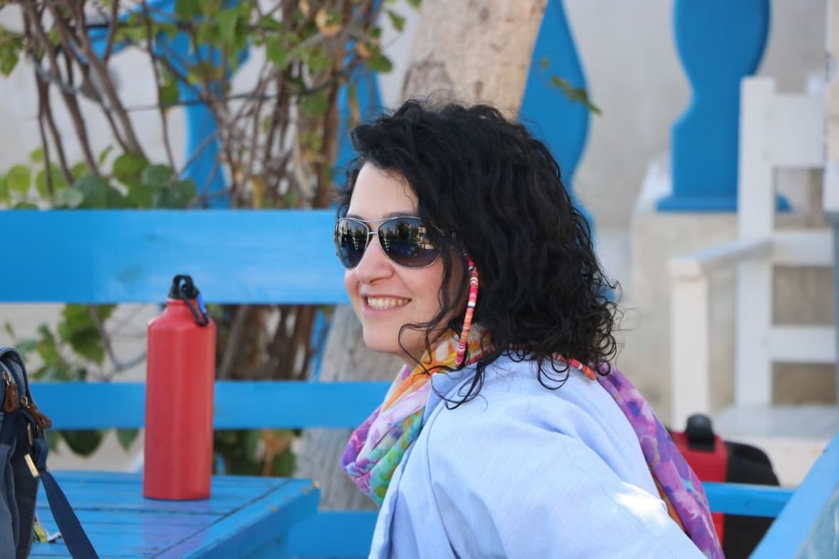 Travel snapshot of Pegah during a trip 