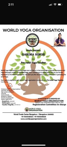 Verified degree or teaching certification of Garima  