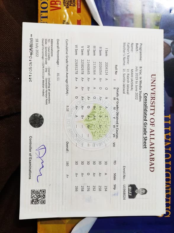 Verified degree or teaching certification of Mahi  