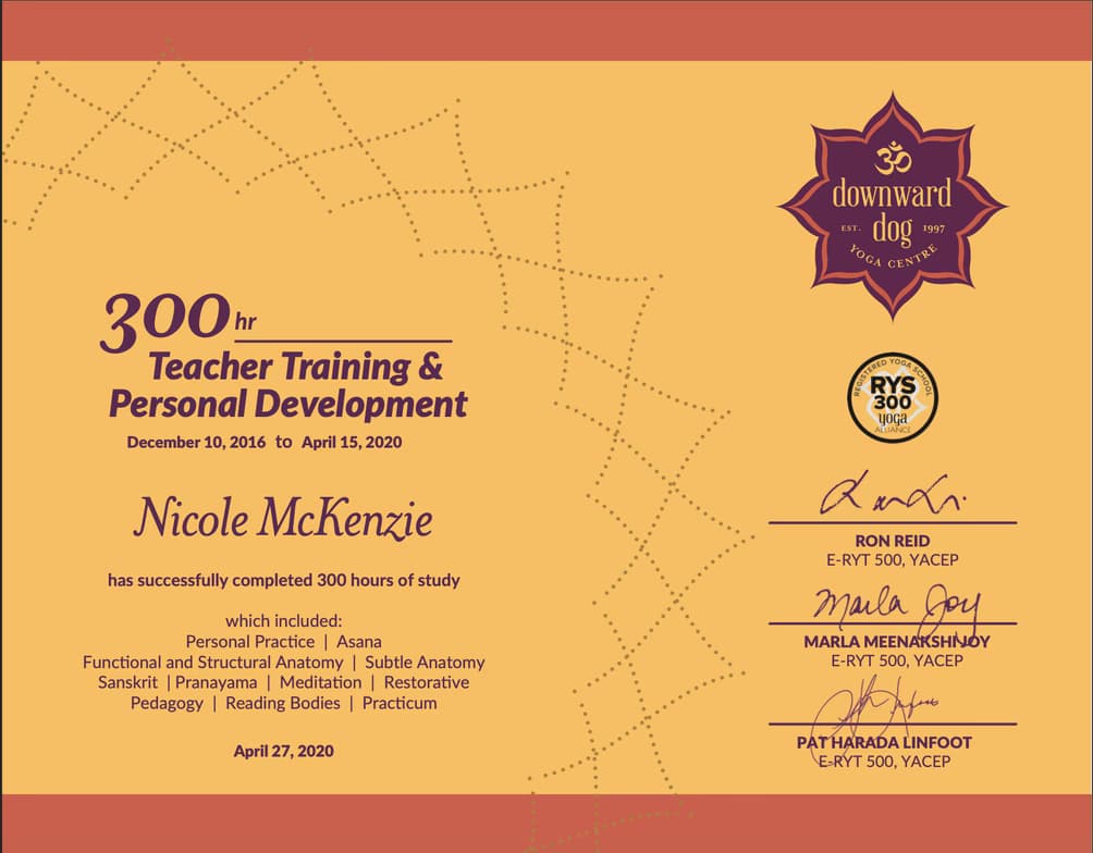 Verified degree or teaching certification of Nicole