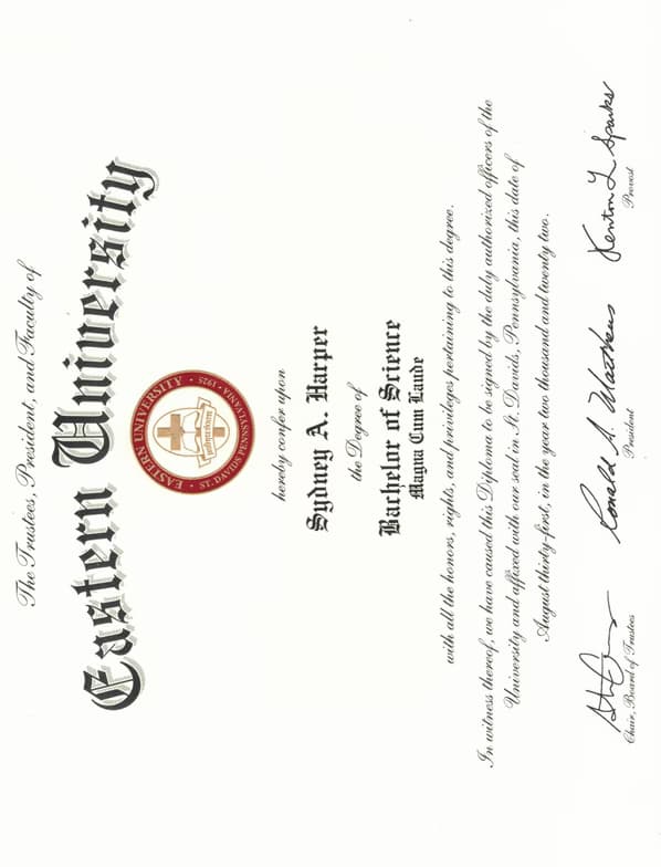 Verified degree or teaching certification of Summer 