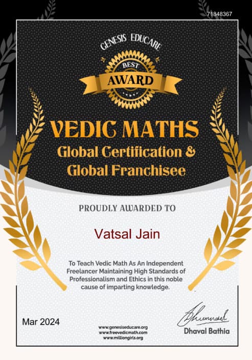 Verified degree or teaching certification of VATSAL 