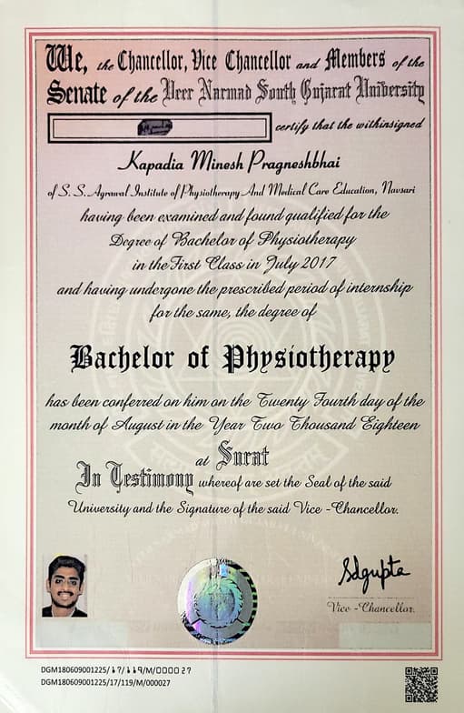 Verified degree or teaching certification of Minesh 