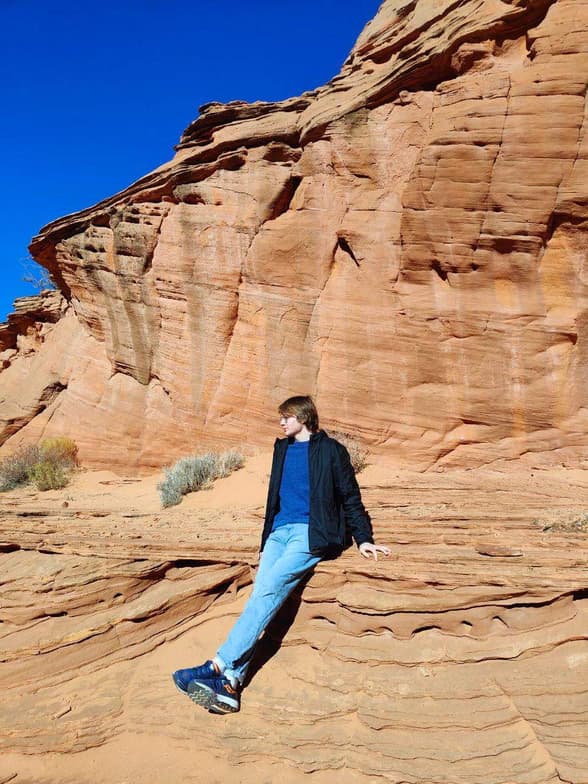 Travel snapshot of Connor during a trip