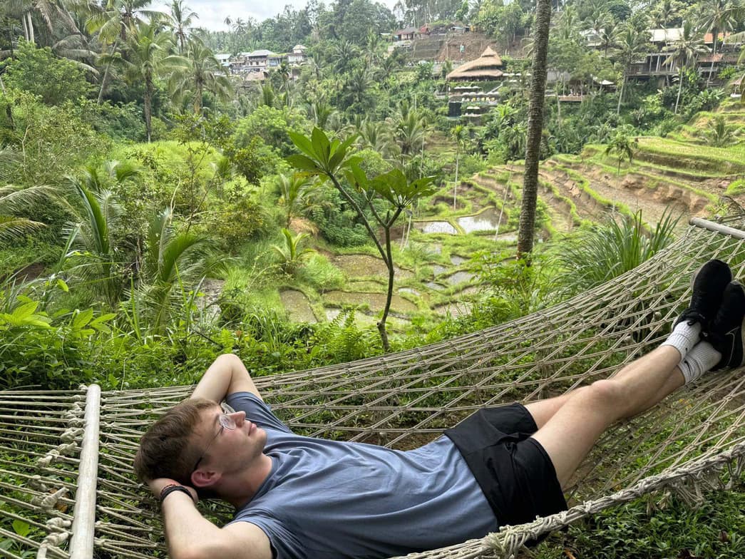 Travel snapshot of Connor during a trip