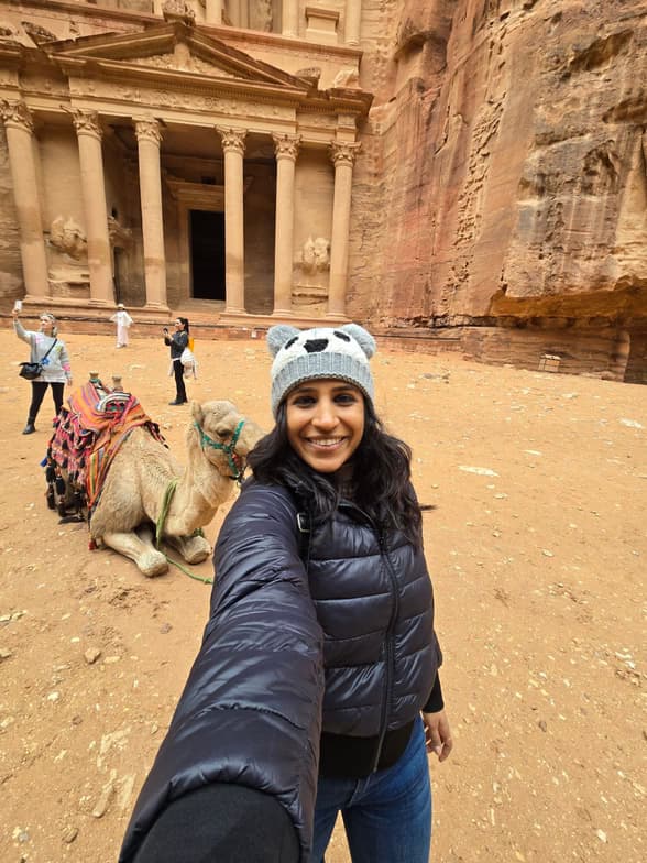 Travel snapshot of Sneha during a trip