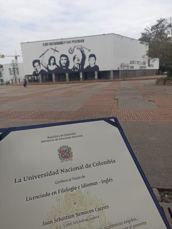 Graduation ceremony photo of Juan Sebastian