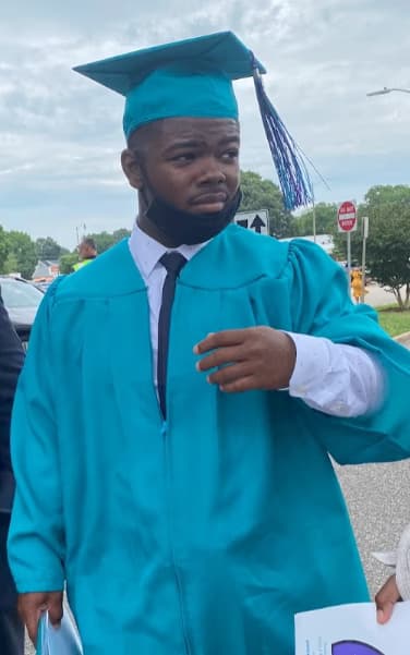 Graduation ceremony photo of Isaac  