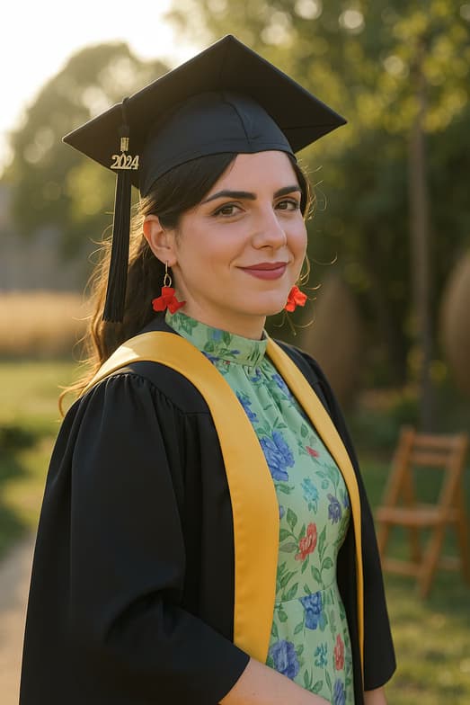 Graduation ceremony photo of Lucia 