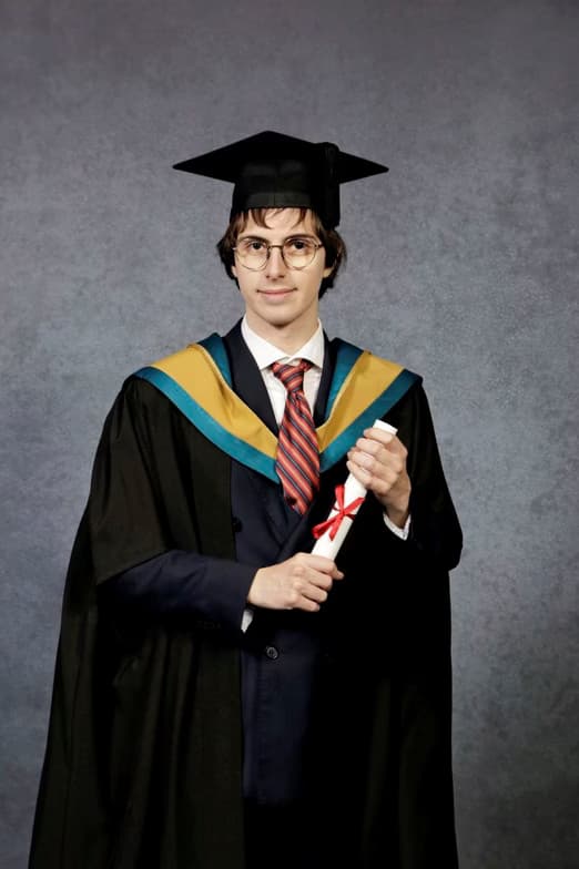 Graduation ceremony photo of Mario 