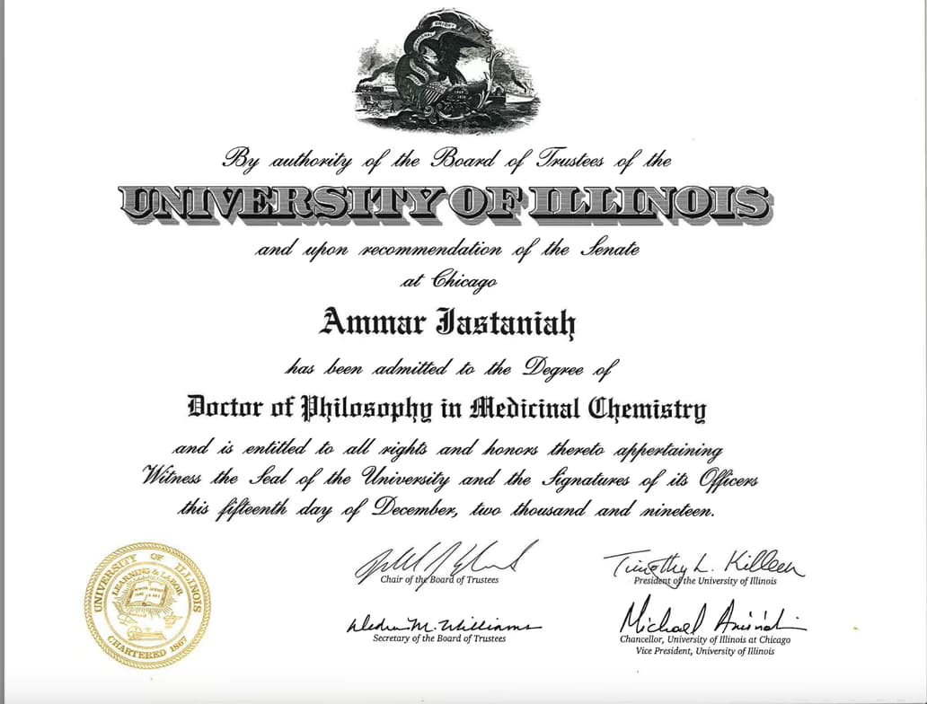 Verified degree or teaching certification of Ammar  
