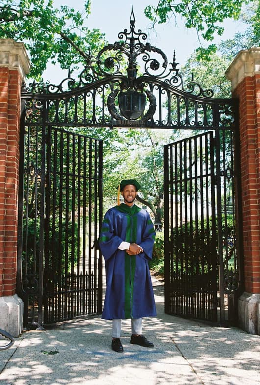 Graduation ceremony photo of Brandon 