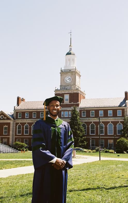 Graduation ceremony photo of Brandon 