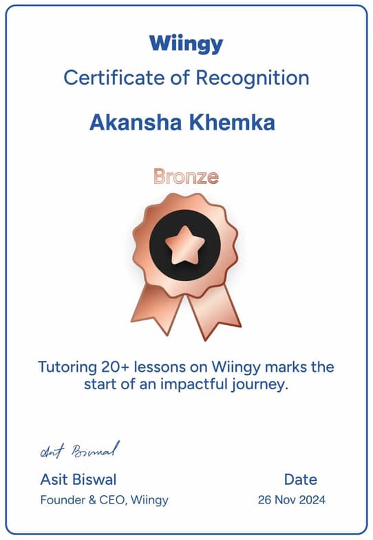 Verified degree or teaching certification of Akansha 