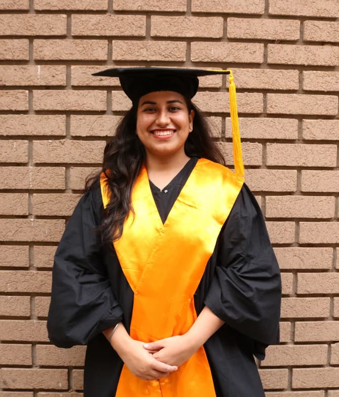 Graduation ceremony photo of Pooja 