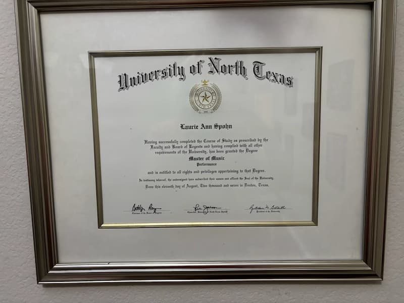 Verified degree or teaching certification of Laurie 