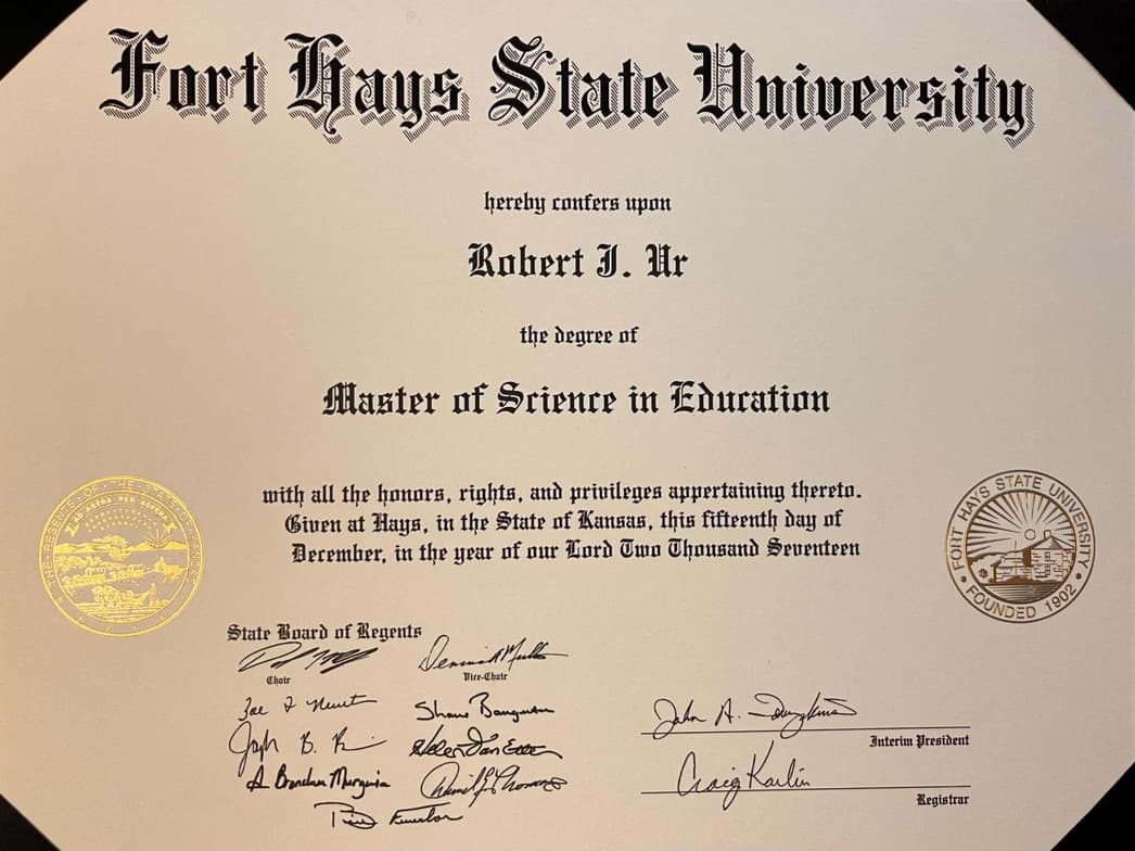 Verified degree or teaching certification of Robert 