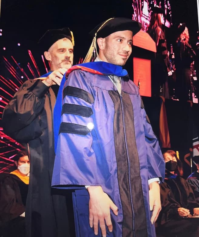 Graduation ceremony photo of Tarek 