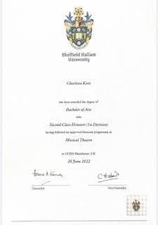 Verified degree or teaching certification of Charlotte 