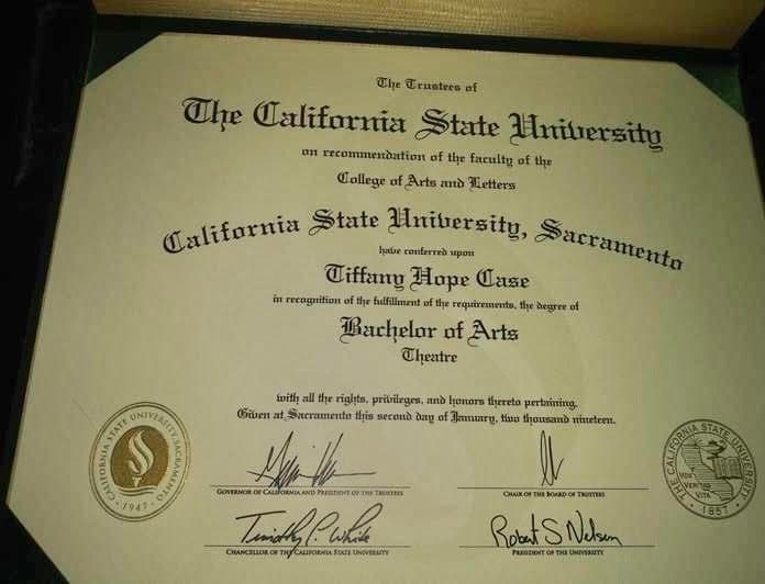 Verified degree or teaching certification of Tiff