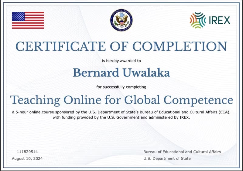 Verified degree or teaching certification of Bernard
