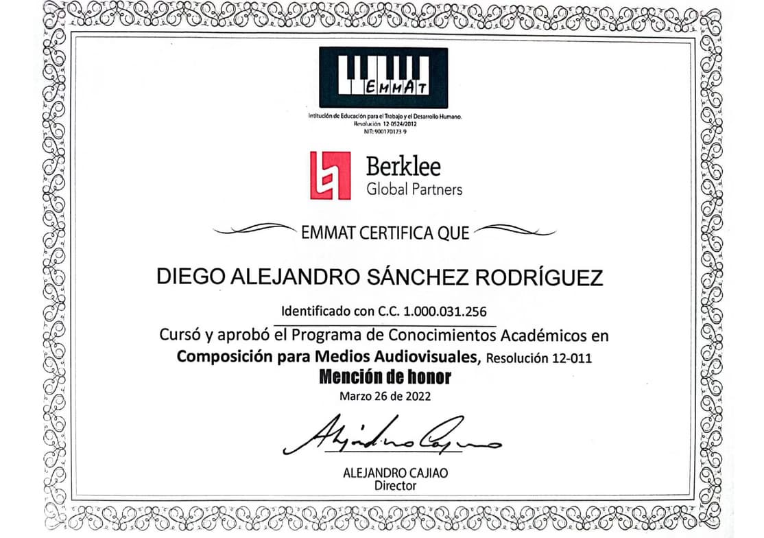 Verified degree or teaching certification of Diego 