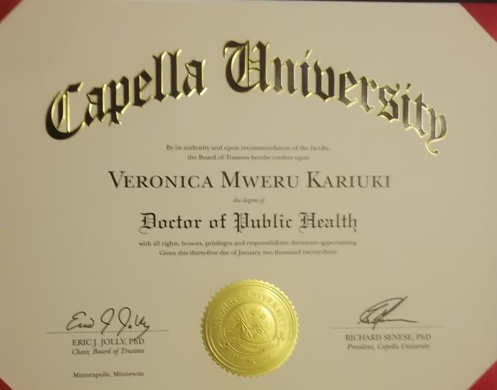 Verified degree or teaching certification of Veronica 