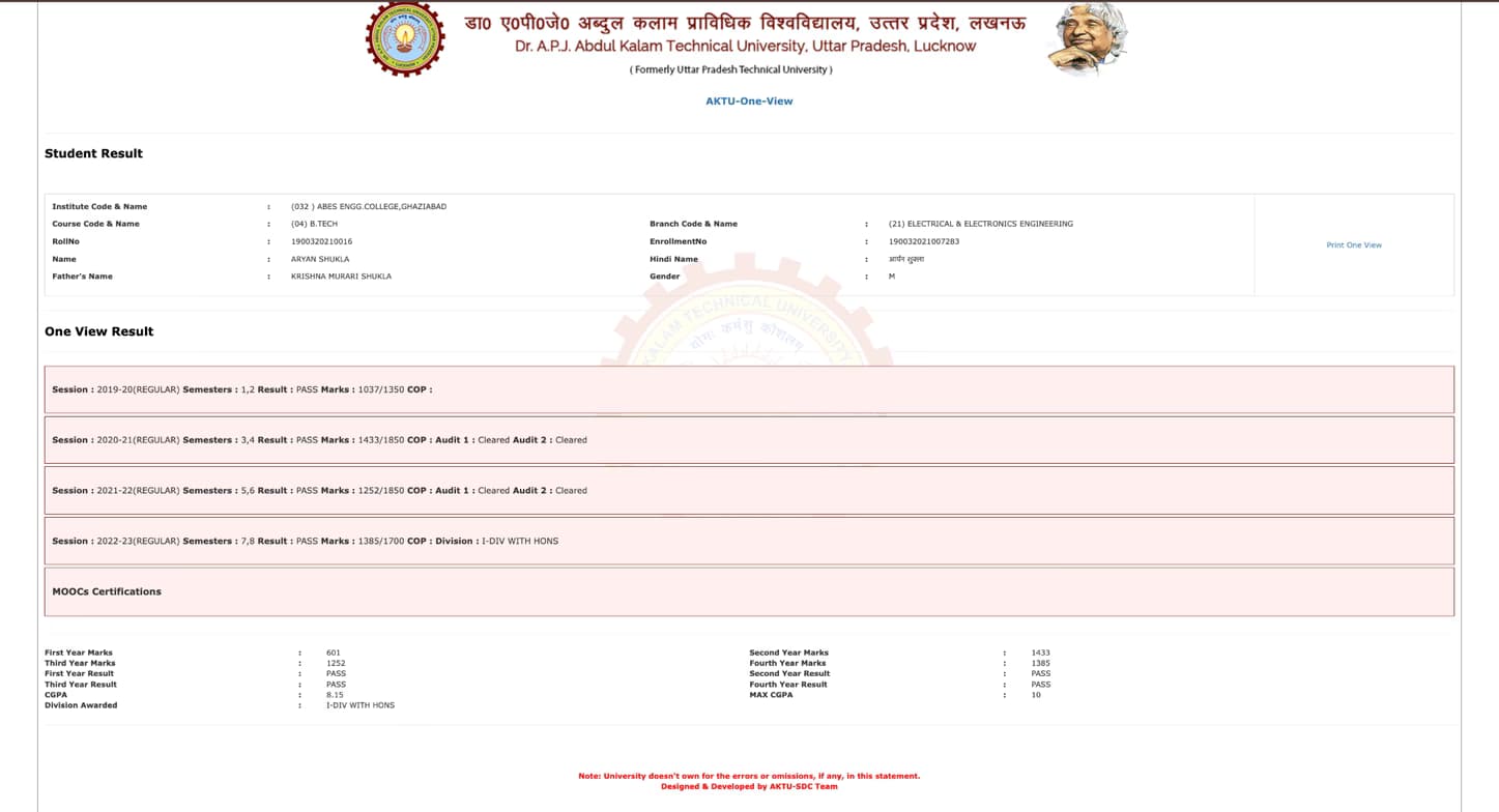 Verified degree or teaching certification of Aryan 