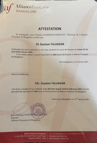 Verified degree or teaching certification of Gautam 