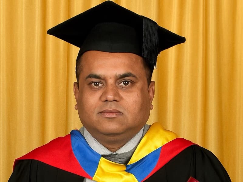 Graduation ceremony photo of Gautam 