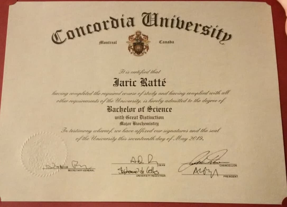 Verified degree or teaching certification of Jaric 