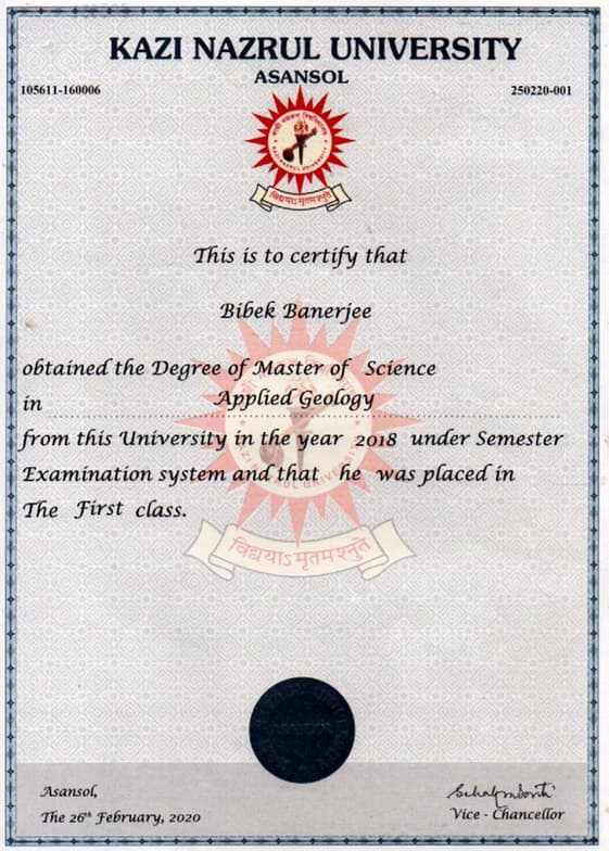 Verified degree or teaching certification of Bibek 
