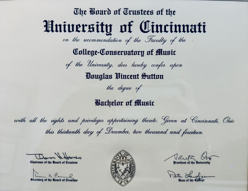 Verified degree or teaching certification of Douglas 