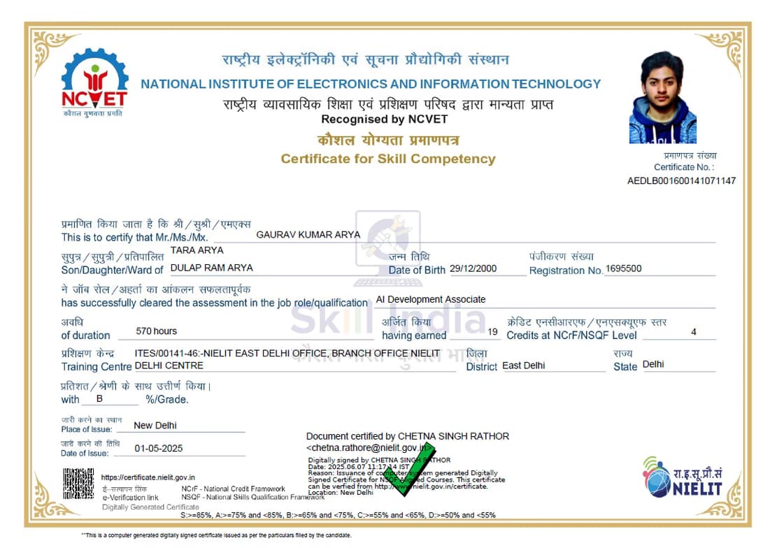 Verified degree or teaching certification of Gaurav 