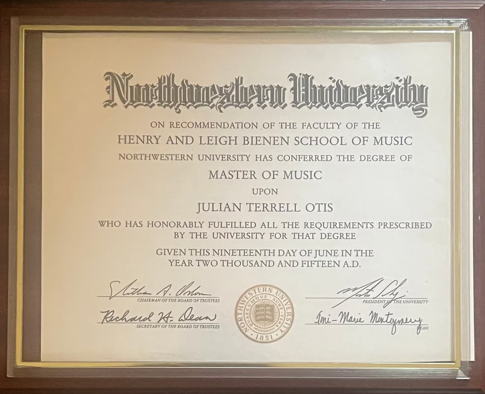 Verified degree or teaching certification of Julian 
