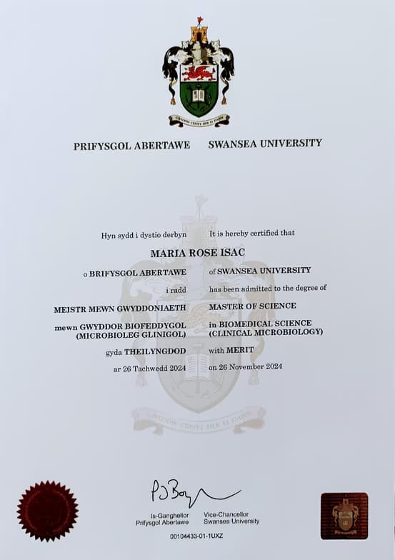 Verified degree or teaching certification of Maria