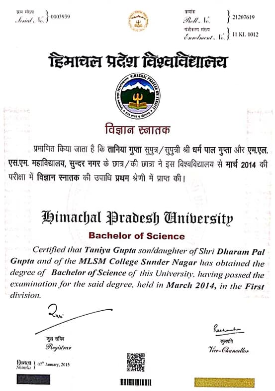 Graduation ceremony photo of Tanya