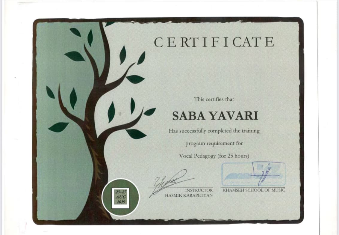 Verified degree or teaching certification of Saba 