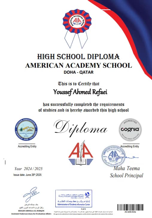 Verified degree or teaching certification of youssef