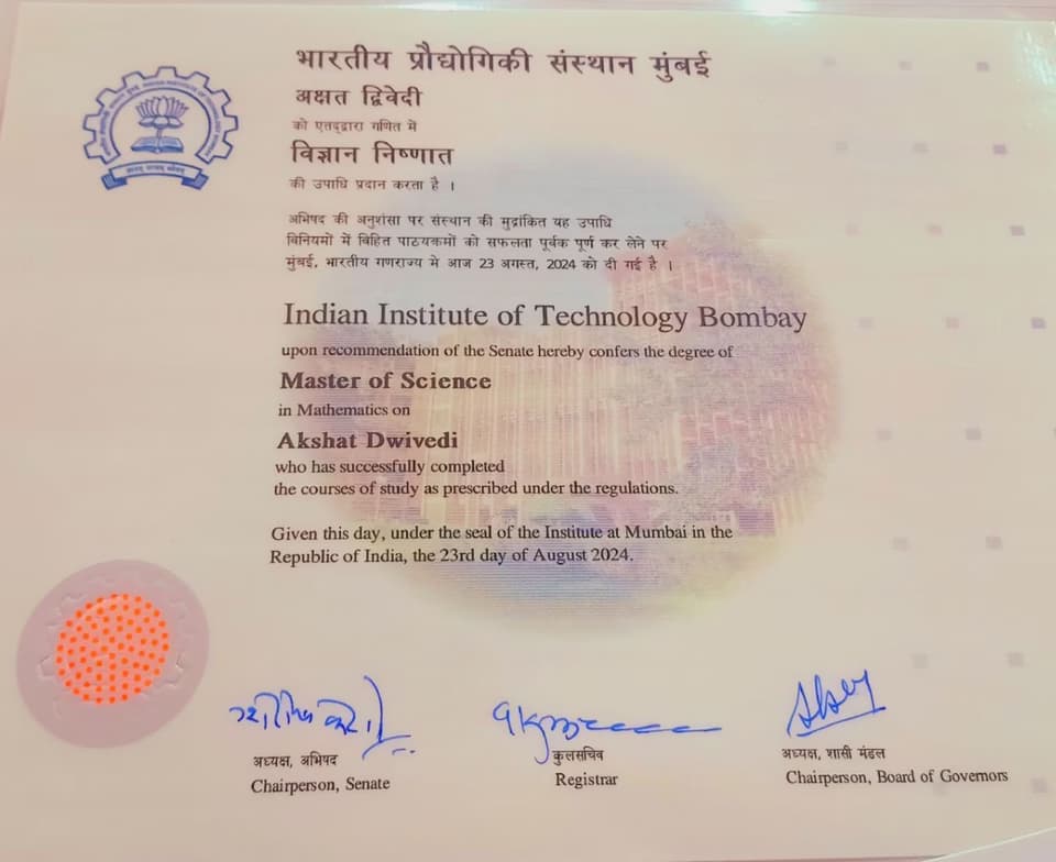Verified degree or teaching certification of Akshat 