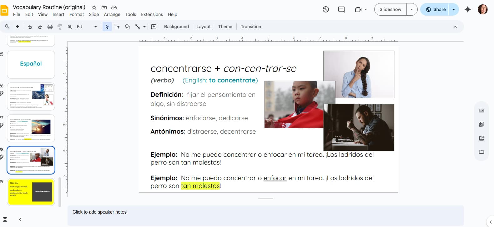 Spanish learning materials by Meghan 