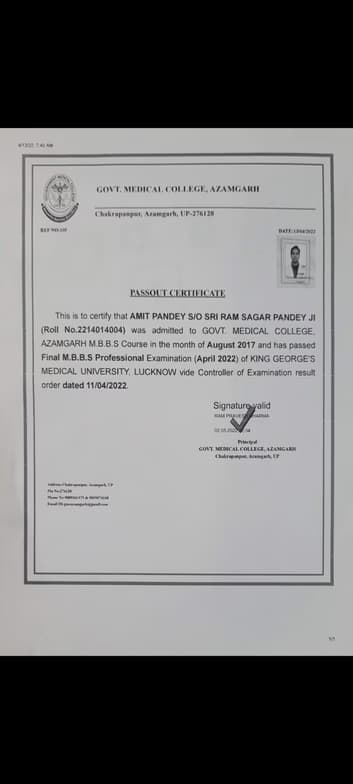 Verified degree or teaching certification of Amit