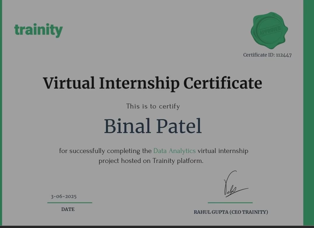 Verified degree or teaching certification of Binal  