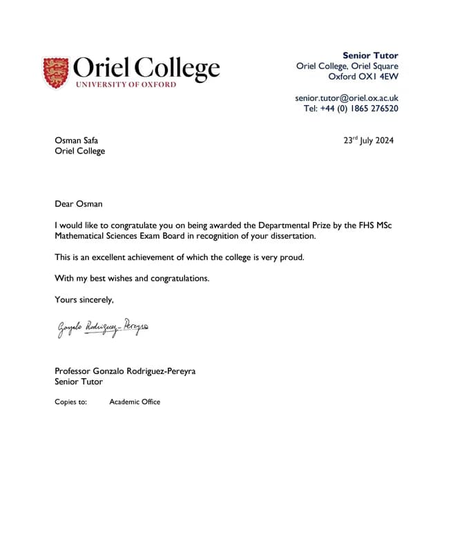 Verified degree or teaching certification of Osman 